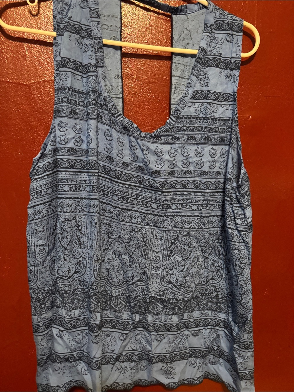 Light Blue Printed Racerback Tank Top